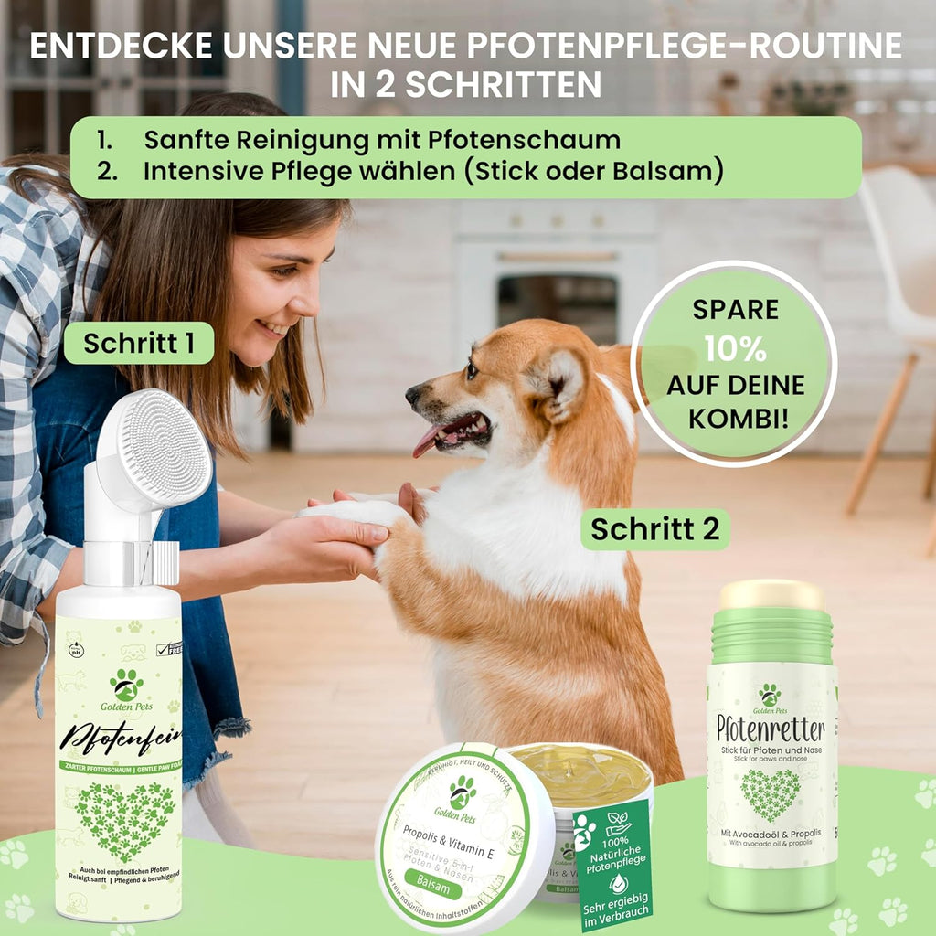 Golden Pets Pfotenbalsam Stick mit Propolis und Avocado - Nasenschutz