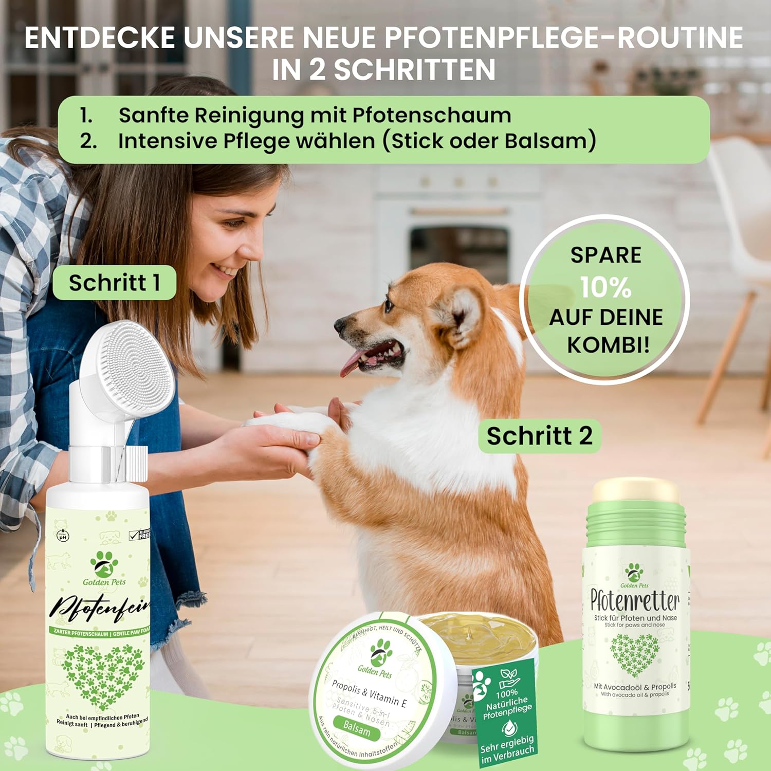 Golden Pets Pfotenbalsam Stick mit Propolis und Avocado - Nasenschutz
