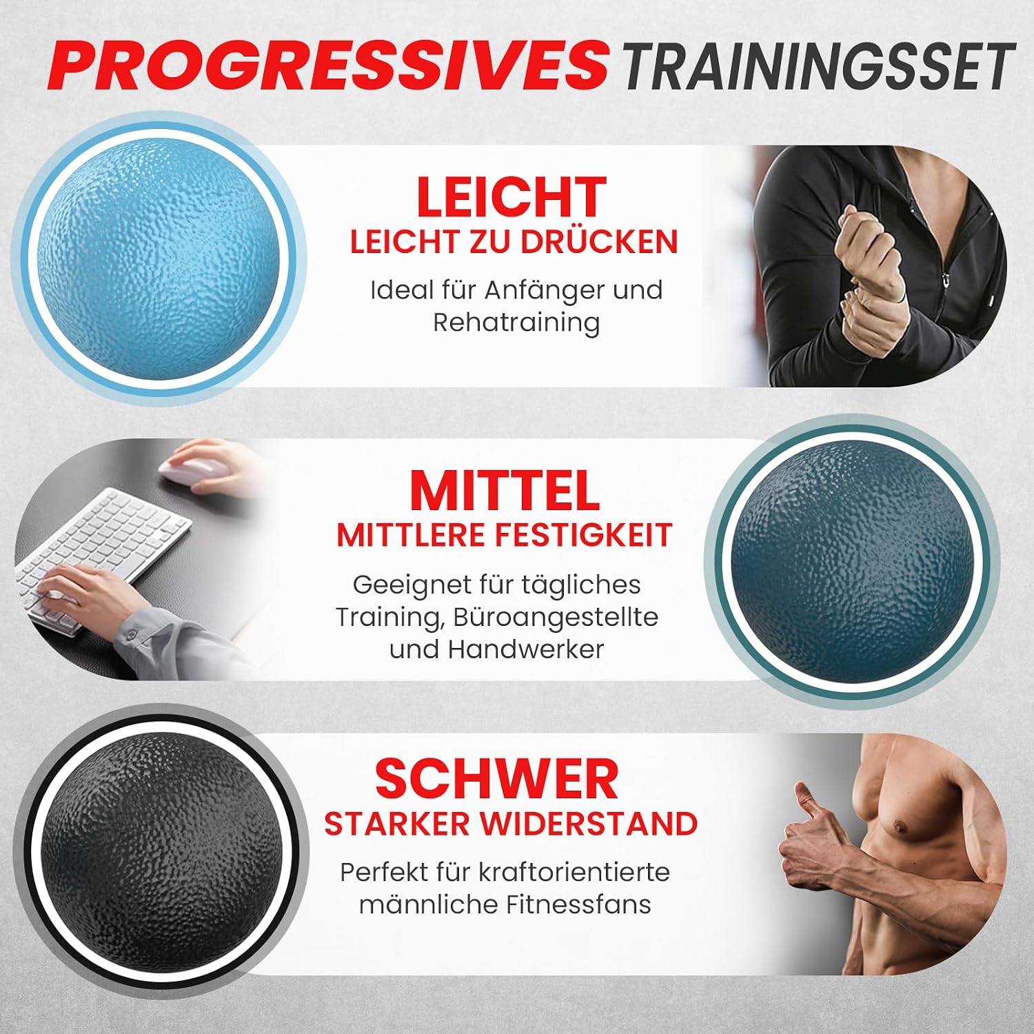 Funflex Griffkraft Trainer Set: Handtrainer Fingertrainer Fingerstrecker Unterar