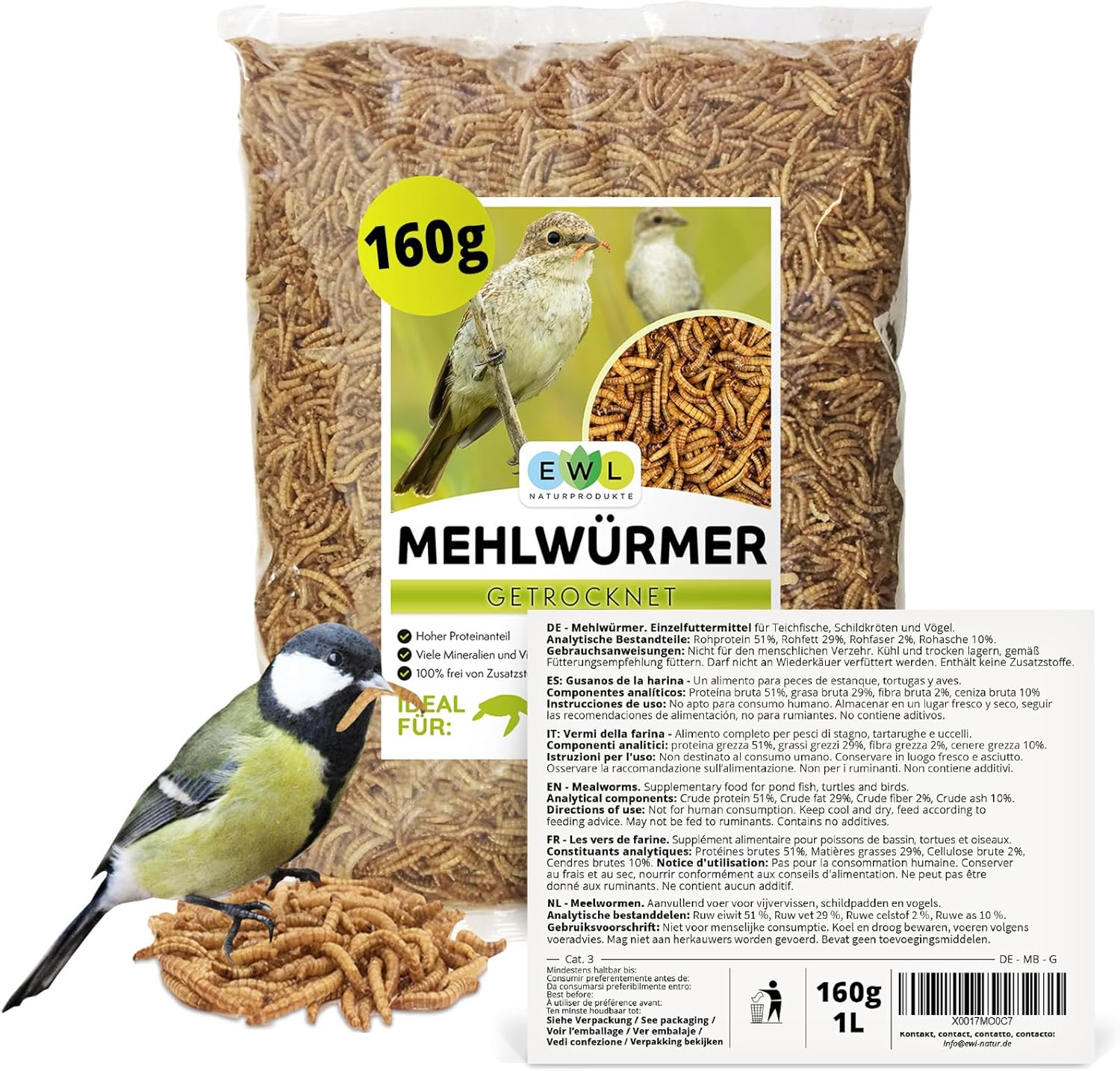 EWL Wasserfloehe getrocknet Daphnia Fischfutter, verschiedene