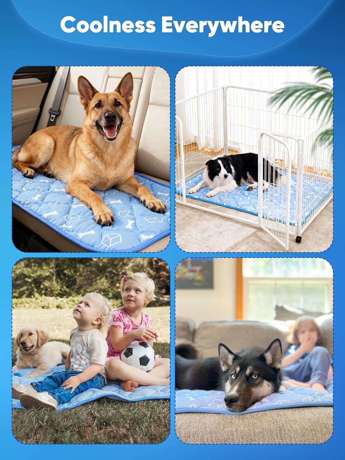 Rywell Kuehlmatte Hunde Katze 60x45 cm, Plus Version, selbstkuehlend, rutschfest