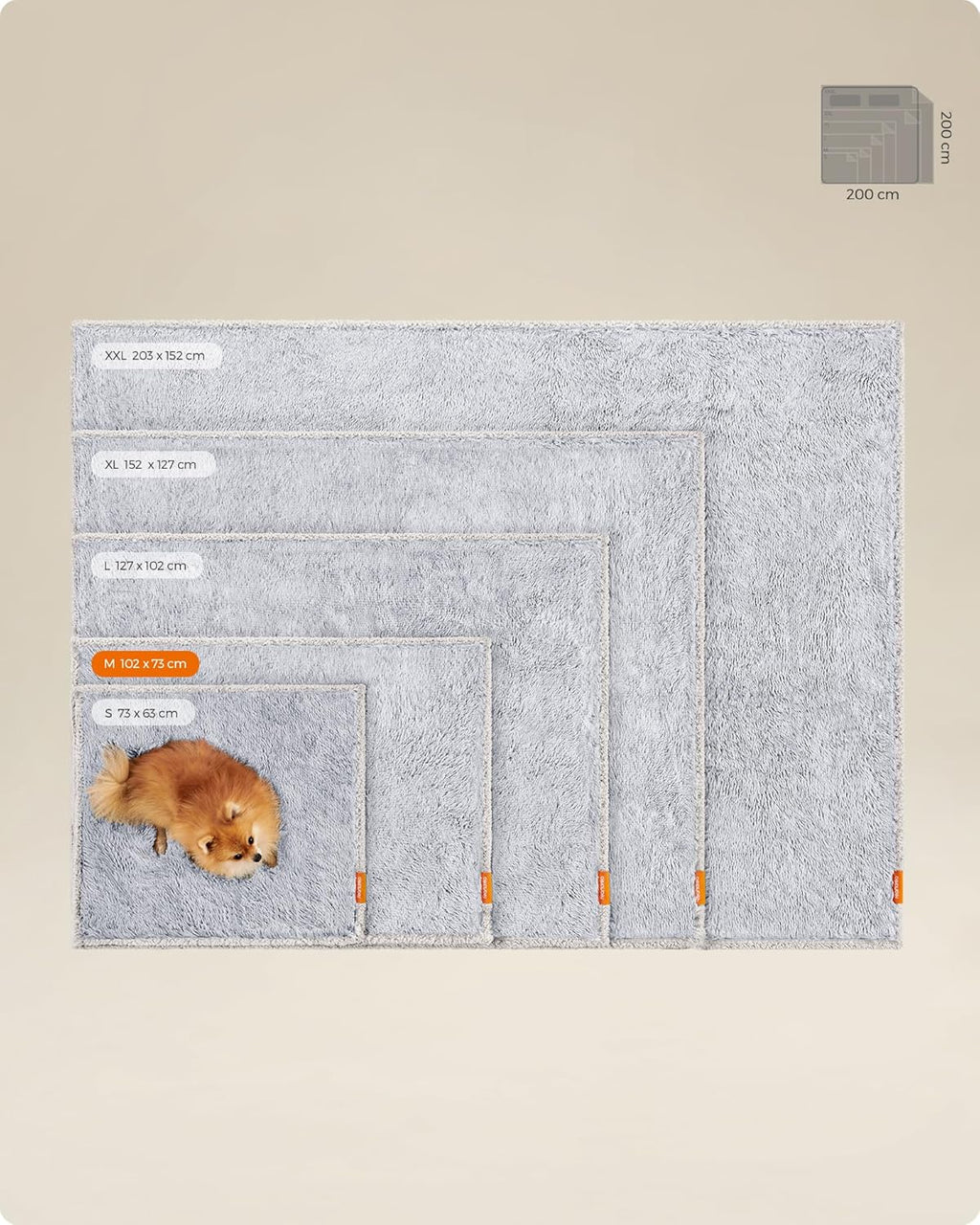 Feandrea Hundedecke Sherpa beidseitig wasserdicht S 73x63 cm Ombré 63cm-203cm