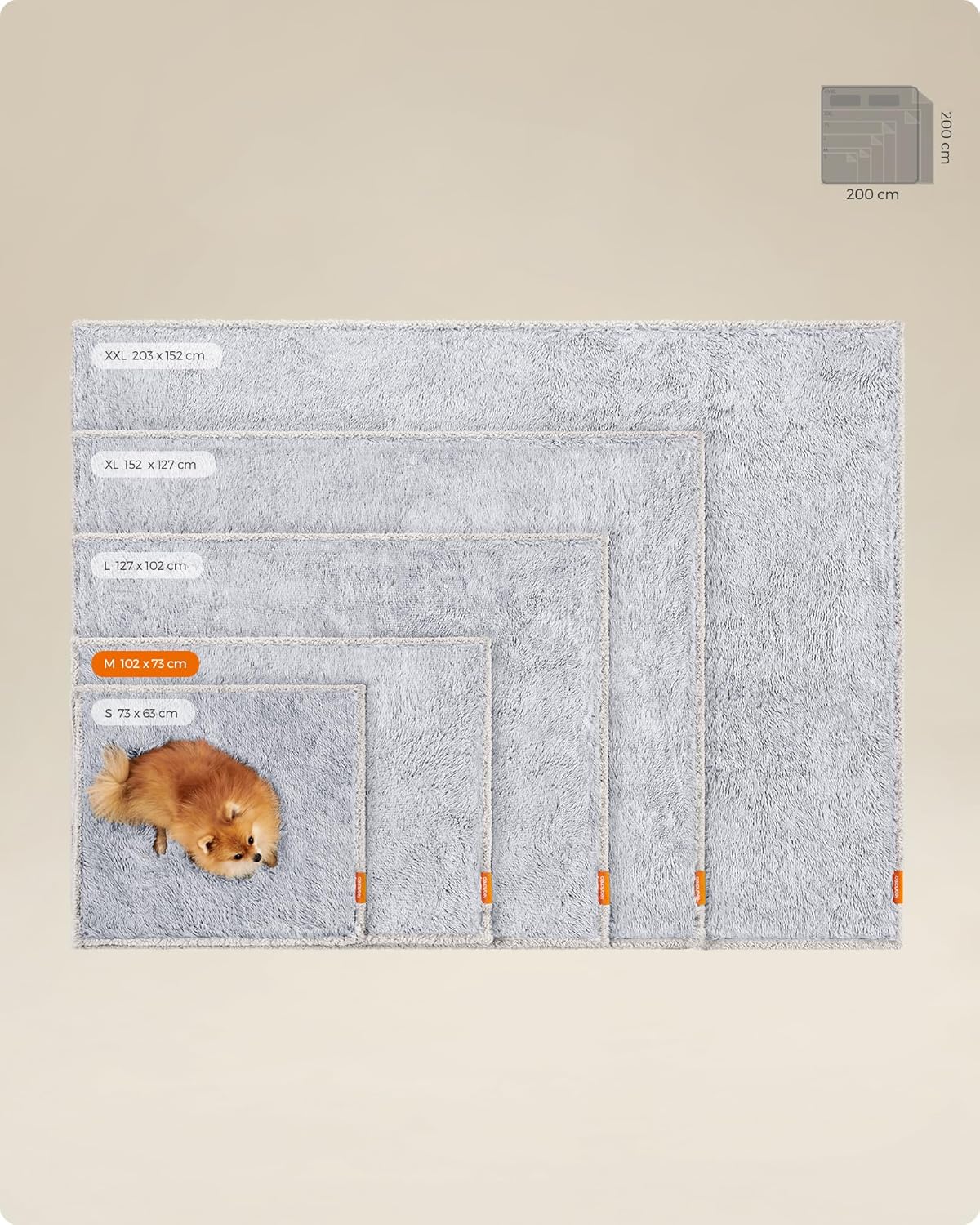 Feandrea Hundedecke Sherpa beidseitig wasserdicht S 73x63 cm Ombré 63cm-203cm