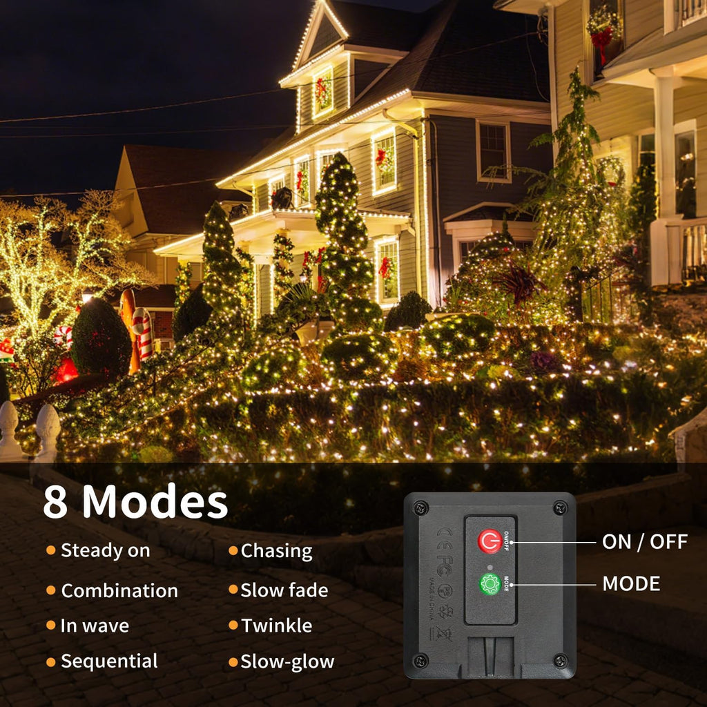 Hoteril Solar Lichterkette Aussen 3×17m 150 LED Kupferdraht IP65 8 Modi