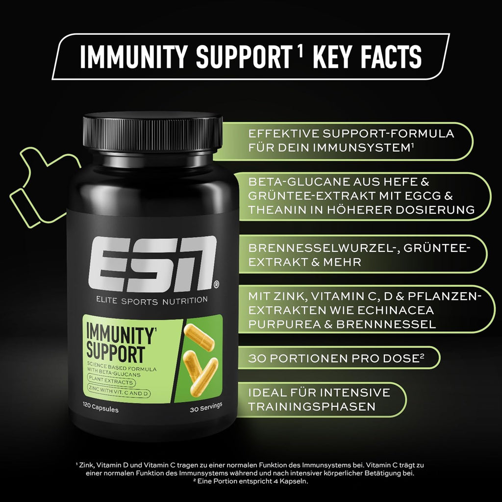 ESN Immunity Support 120 Kapseln 30 Portionen mit Pflanzenextrakten Zink Vitamin