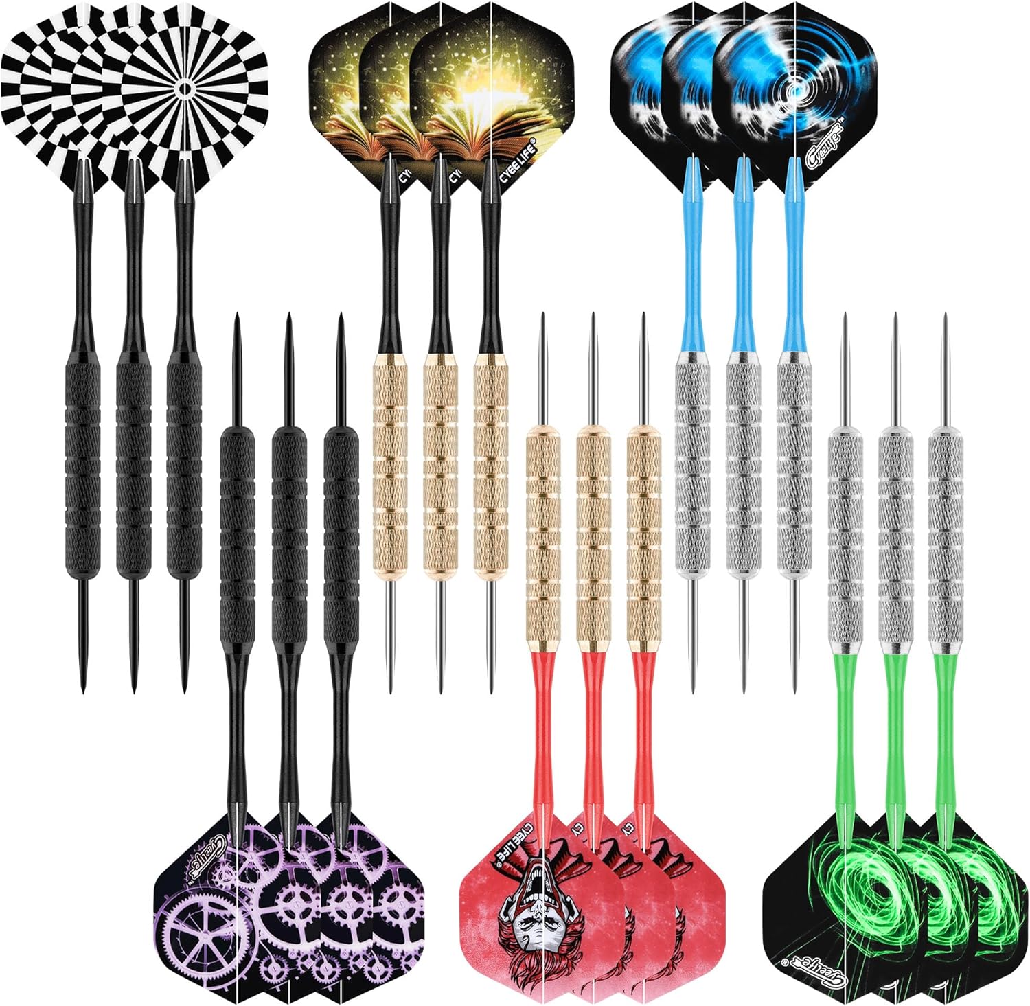 Cyeelife Steeldarts Set 18 g Metallspitze Profi Dartpfeile Anfaenger