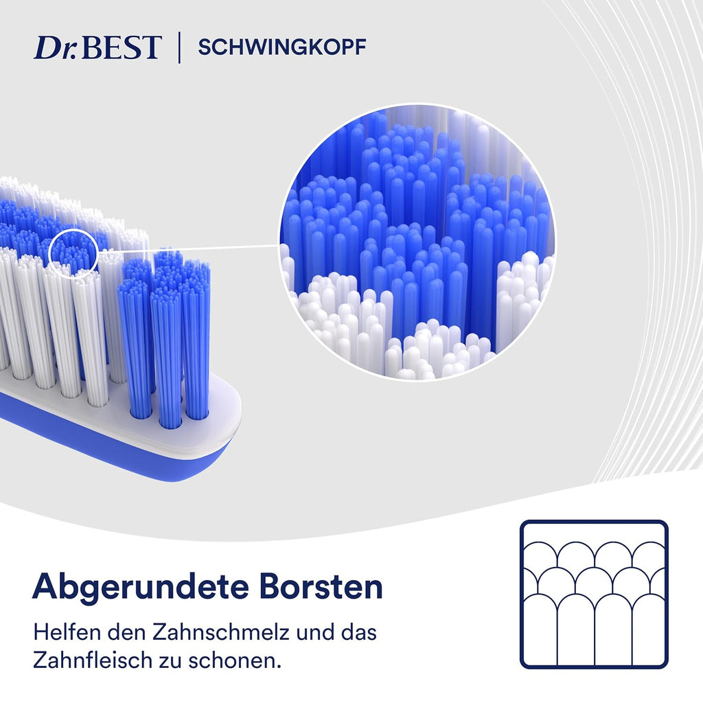 Dr. Best Schwingkopf Zahnbuerste mittel Vorteilspack Ersatzbuerste