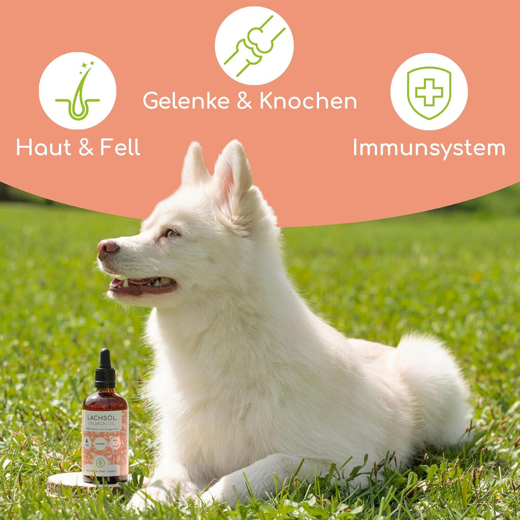 Lachsöl für Hunde Omega-3 Omega-6 Norwegisches Ergänzungsöl