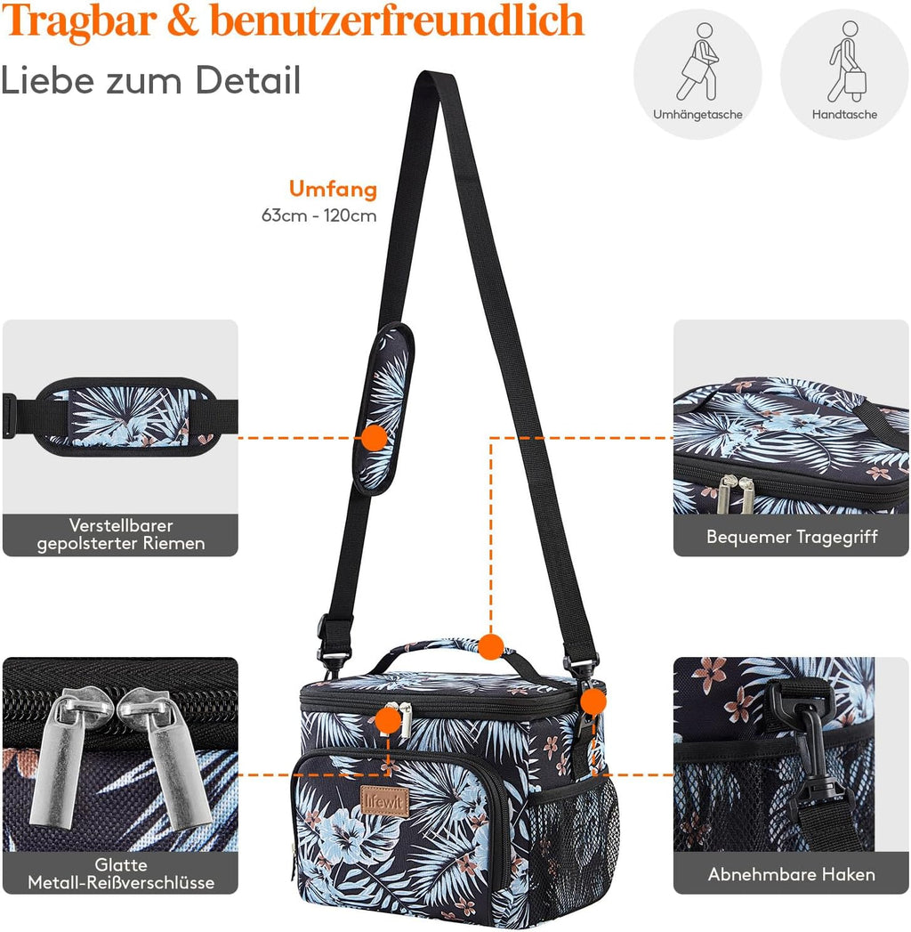 Lifewit Kuehltasche fuer 12 Dosen, isoliert, auslaufsicher, Schulterriemen M-L