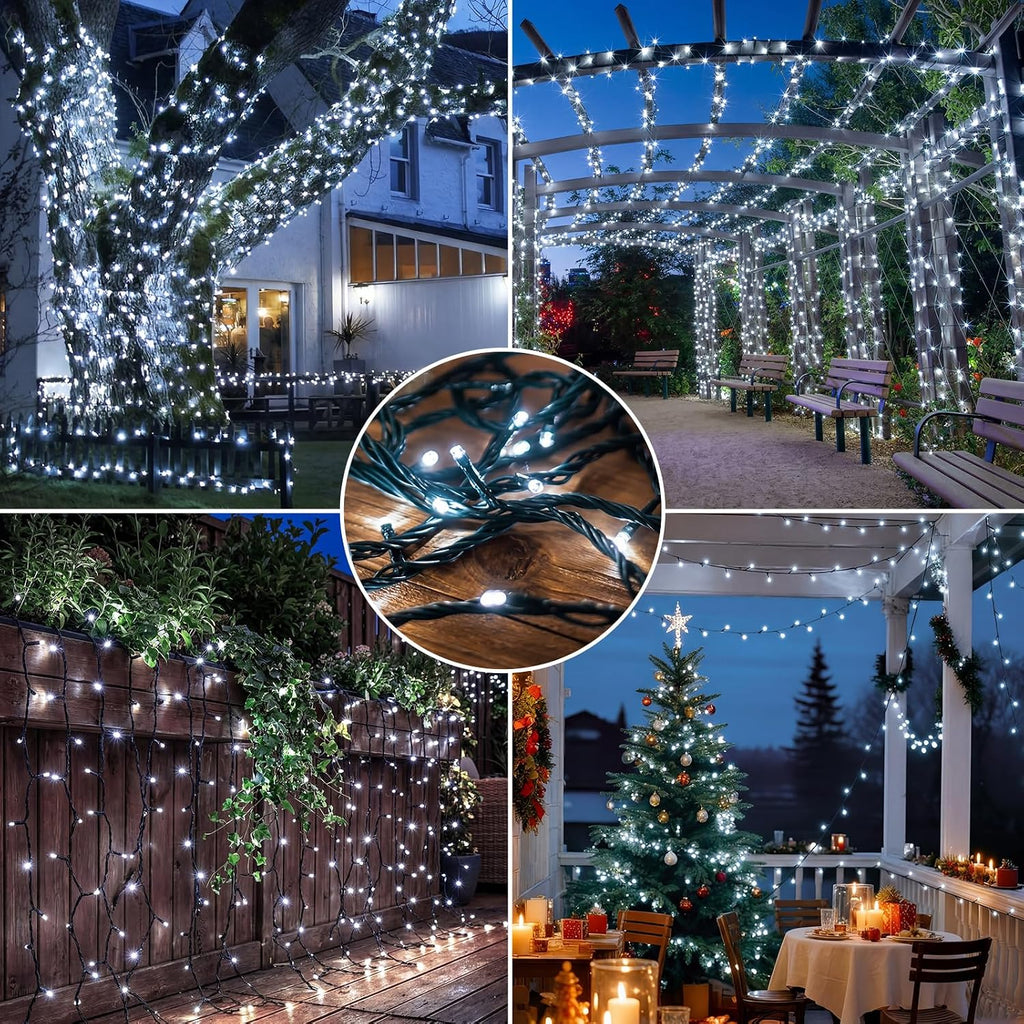 kolpop Solar Lichterkette 12 m 120 LED IP65 wasserdicht 8 Modi Warmweiss