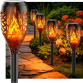 6er Set Solar-Gartenfackeln Streichholz-Design IP65 wasserdicht Wegbeleuchtung