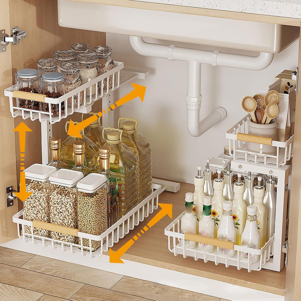 Unter Waschbecken Organizer 2 Etagen Ablage Regal fuer Kuechenschrank
