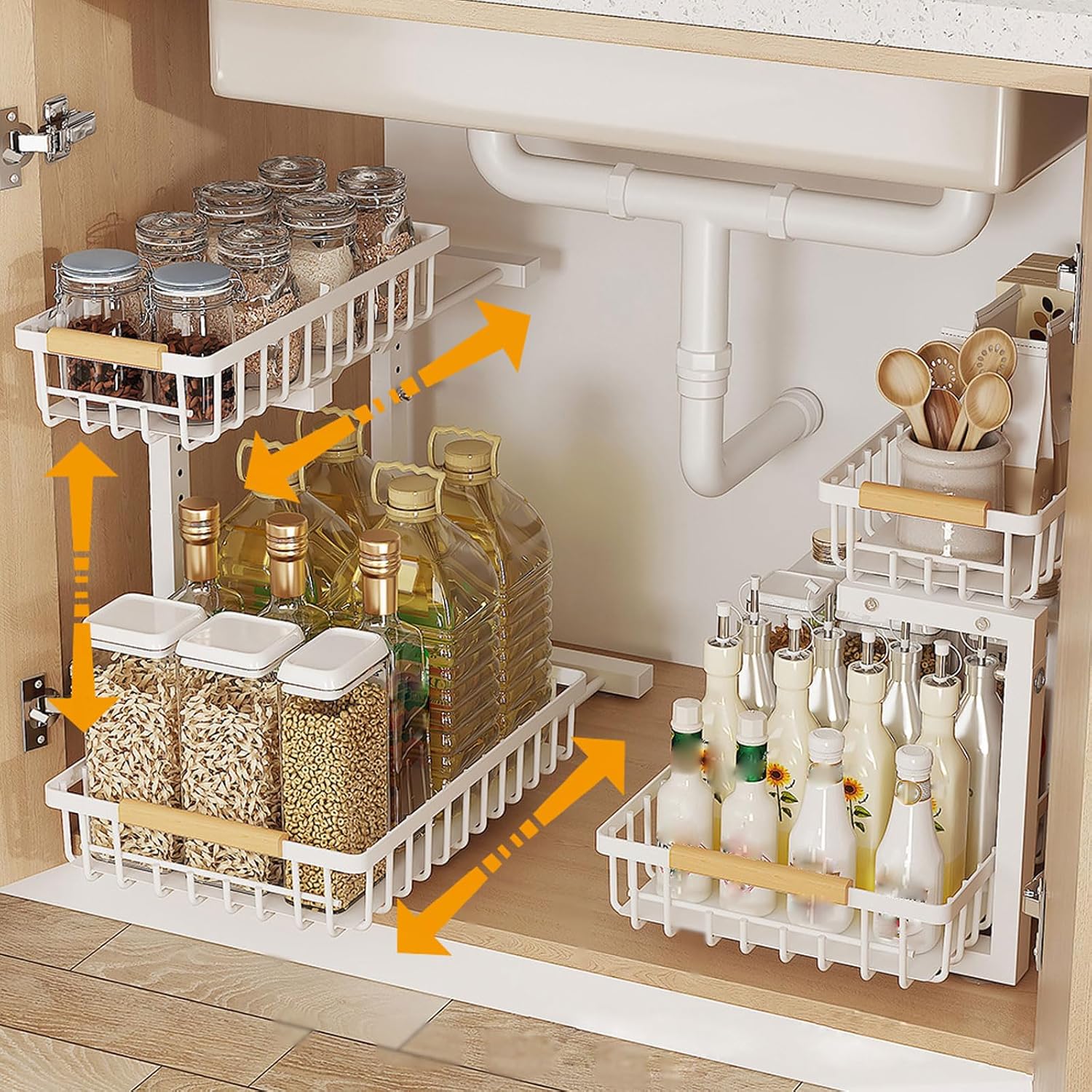 Unter Waschbecken Organizer 2 Etagen Ablage Regal fuer Kuechenschrank