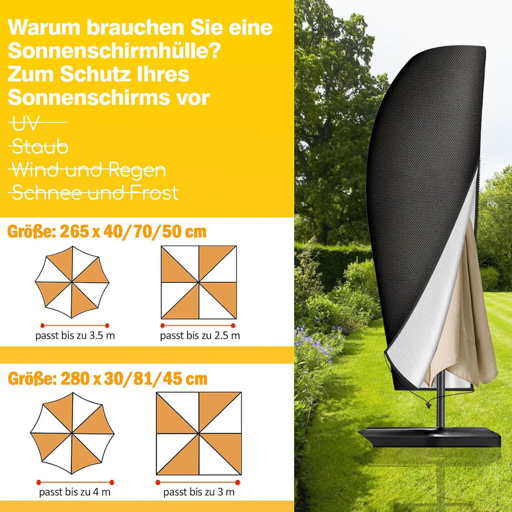 Reinalin Schutzhuelle fuer Sonnenschirm mit Stab 175×30,5/36,5 cm 27cm-50cm