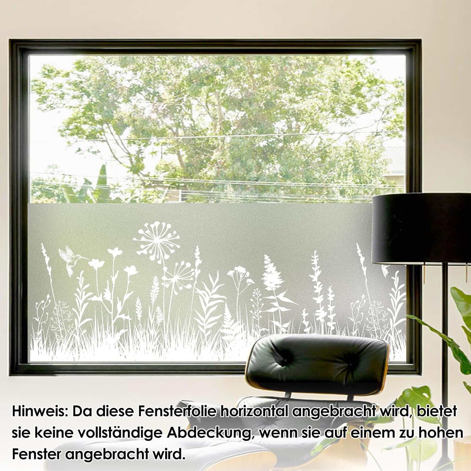 dktie Sichtschutzfolie Fenster Milchglasfolie botanisches Muster 90x200 cm