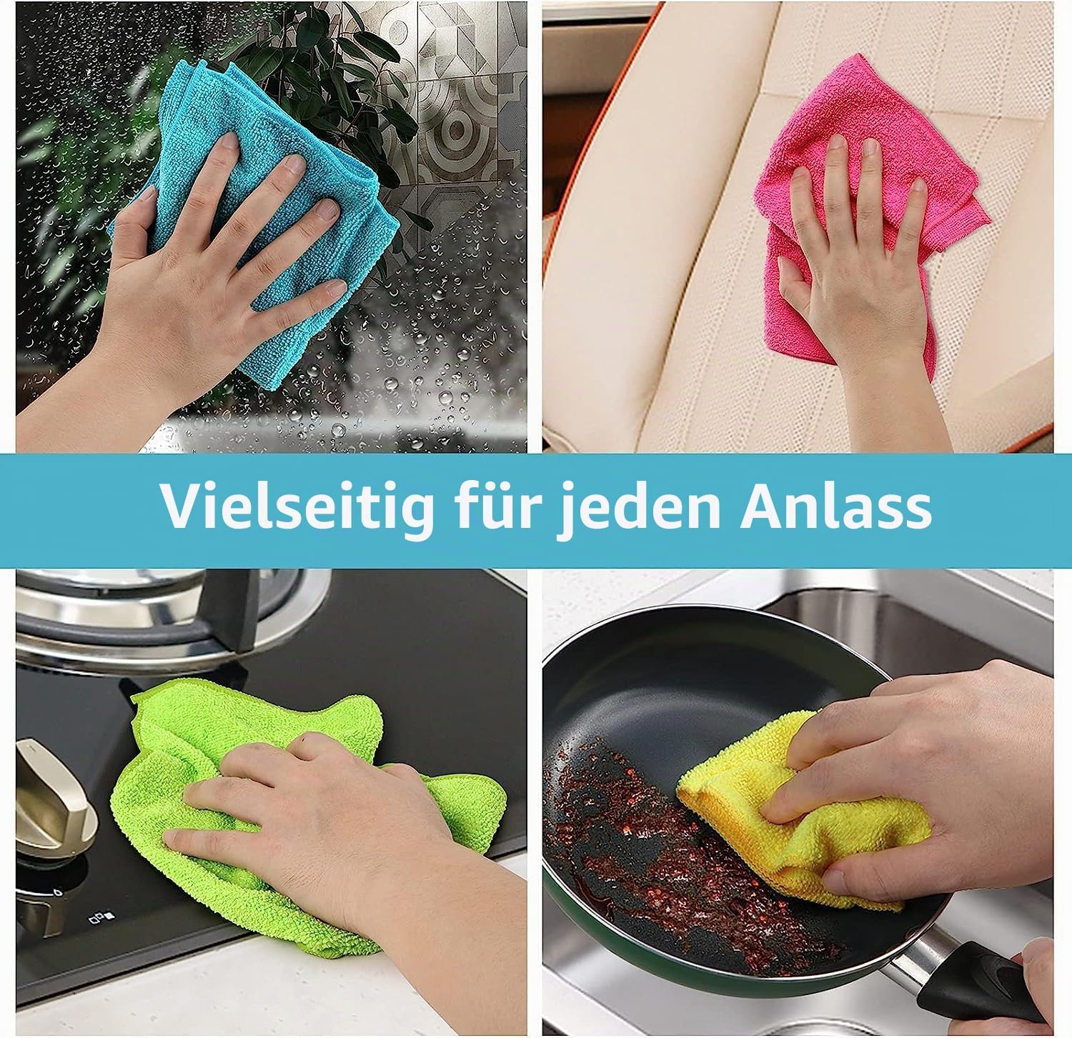 Mikrofasertuecher 100 Stueck 30x30 cm Reinigungstuecher Putzlappen