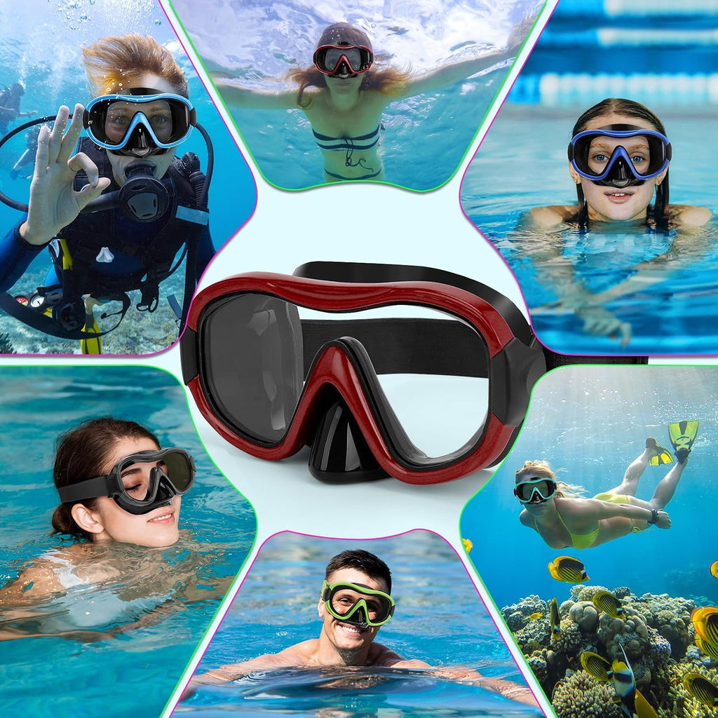 Taucherbrille Erwachsene 180° Weitwinkel Antibeschlag HD Glas Stoffband
