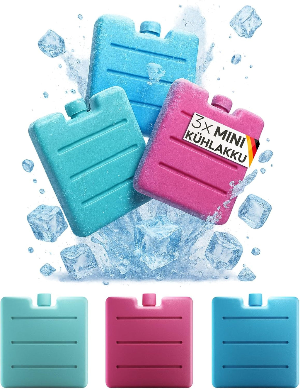 ToCi Mini Kuehlakkus fuer Kuehltasche und Brotdose platzsparend 4er Set