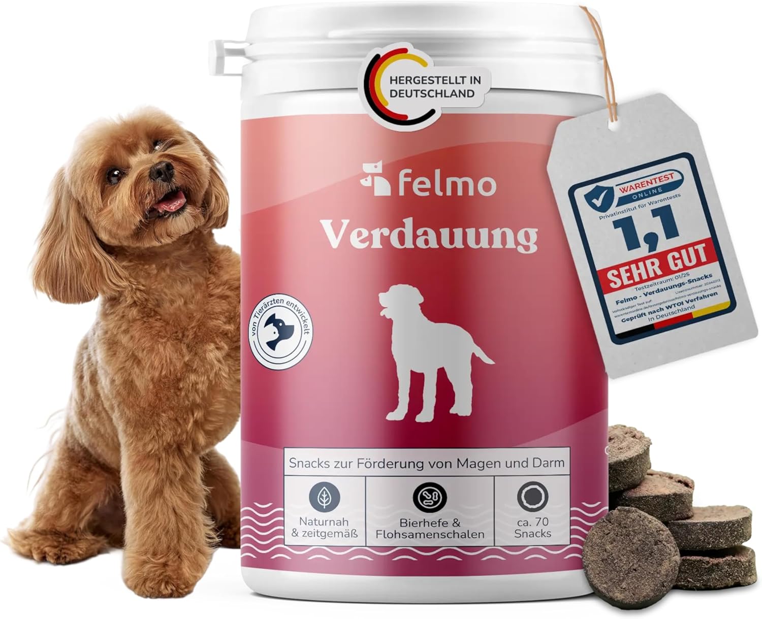 Verdauungs-Snacks fuer Hunde mit Bierhefe Insekten Vollfett getreidefre