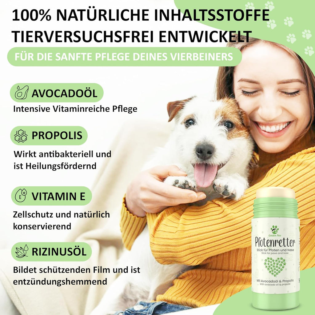 Golden Pets Pfotenbalsam Stick mit Propolis und Avocado - Nasenschutz