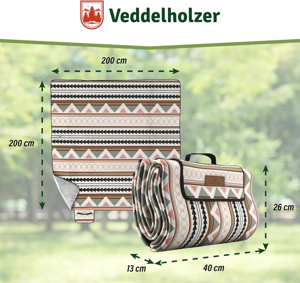 Veddelholzer Stranddecke 200x200 cm wasserdicht sandfest XXL isoliert gepolstert