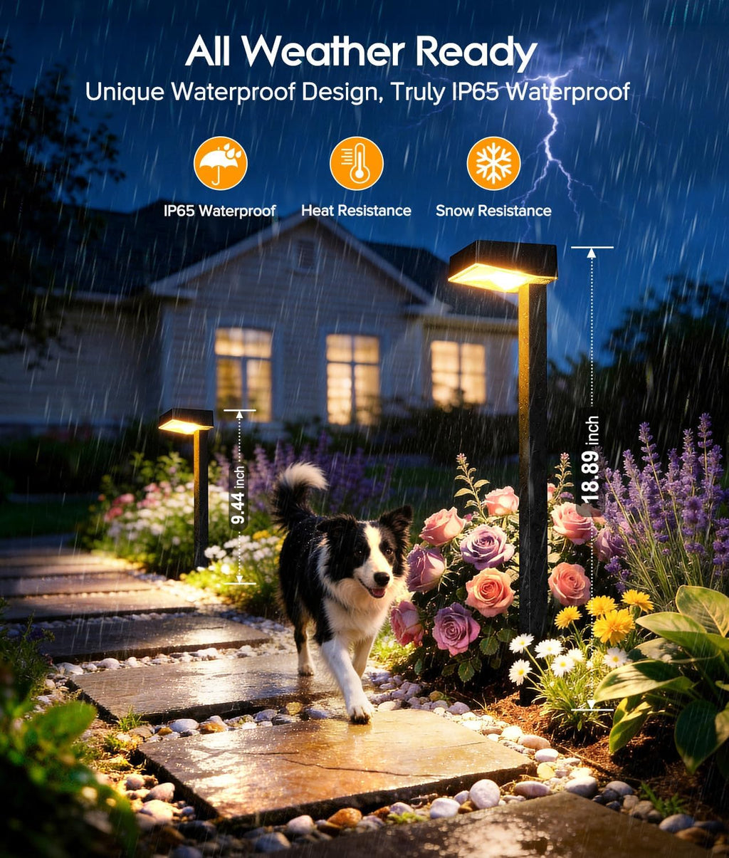 RECHOO 6er Solarleuchten Aussen Warmweiss 1200mAh IP65 2 Modi Gartenweg