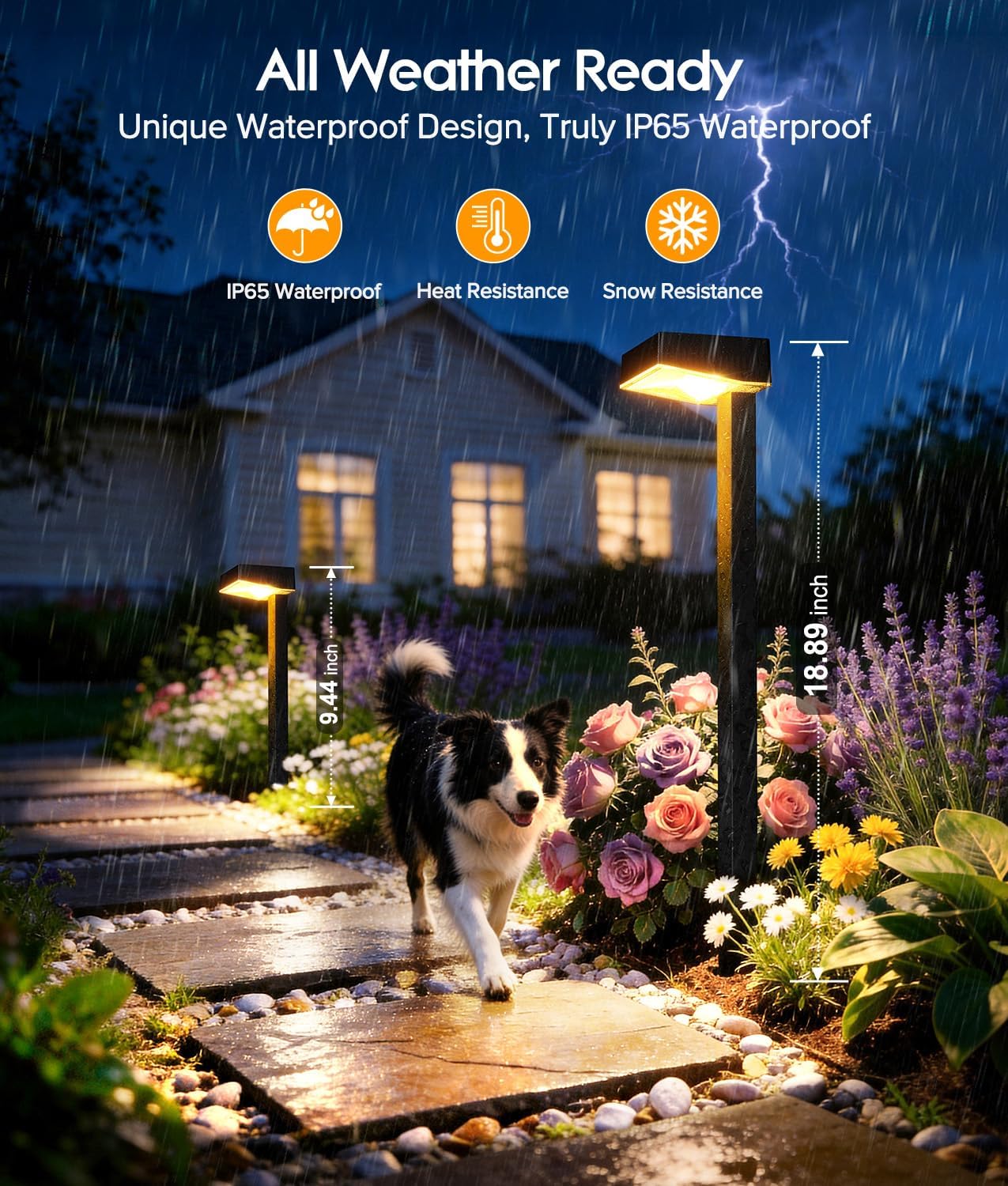 RECHOO 6er Solarleuchten Aussen Warmweiss 1200mAh IP65 2 Modi Gartenweg