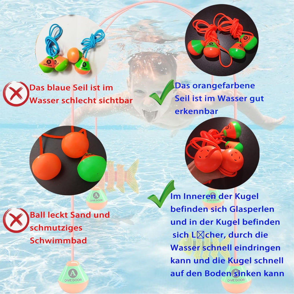 2x Tauchringe Kinder 2,5m Pool Spielzeug Tauchspiel Wasserspielzeug ab 5 Jahren
