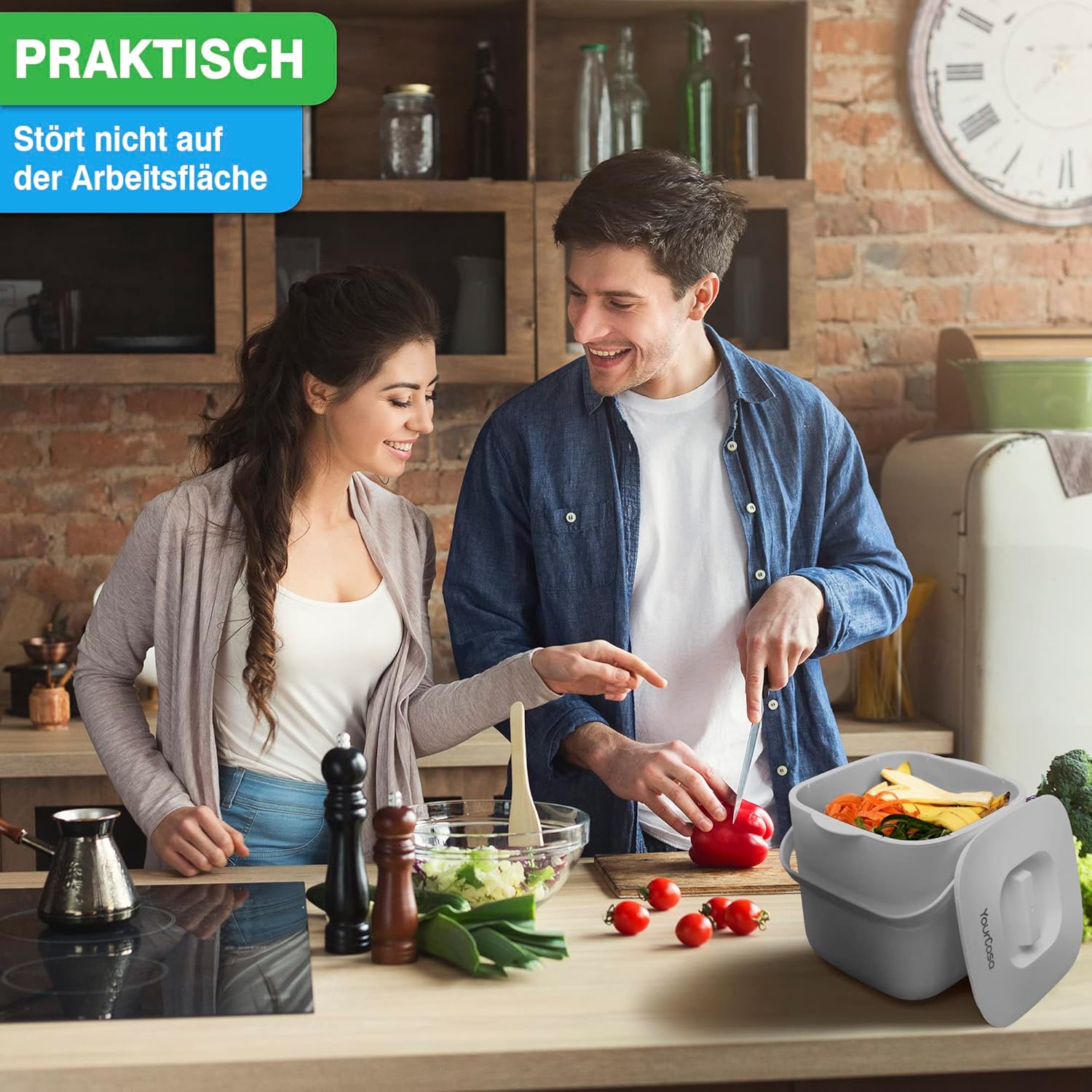Komposteimer Kueche mit Deckel Biomuelleimer Geruchsdichter Behaelter