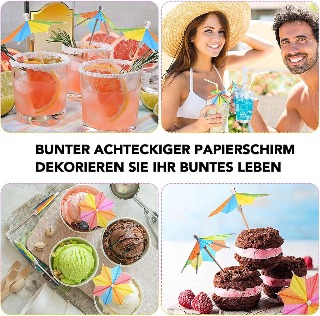 Catelves 140er Cocktail Schirmchen mit Strohhalmen 12cm-23cm