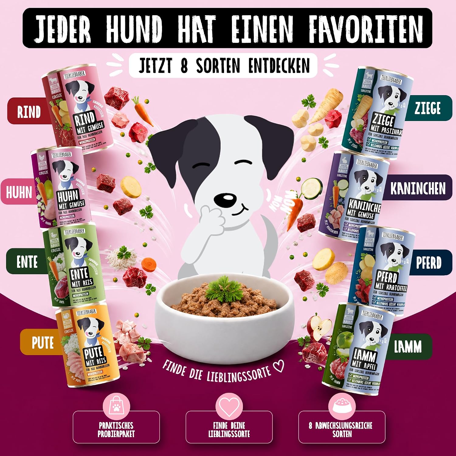 TIERLIEBHABER Nassfutter Huhn mit Gemuese 90% Fleisch Dose