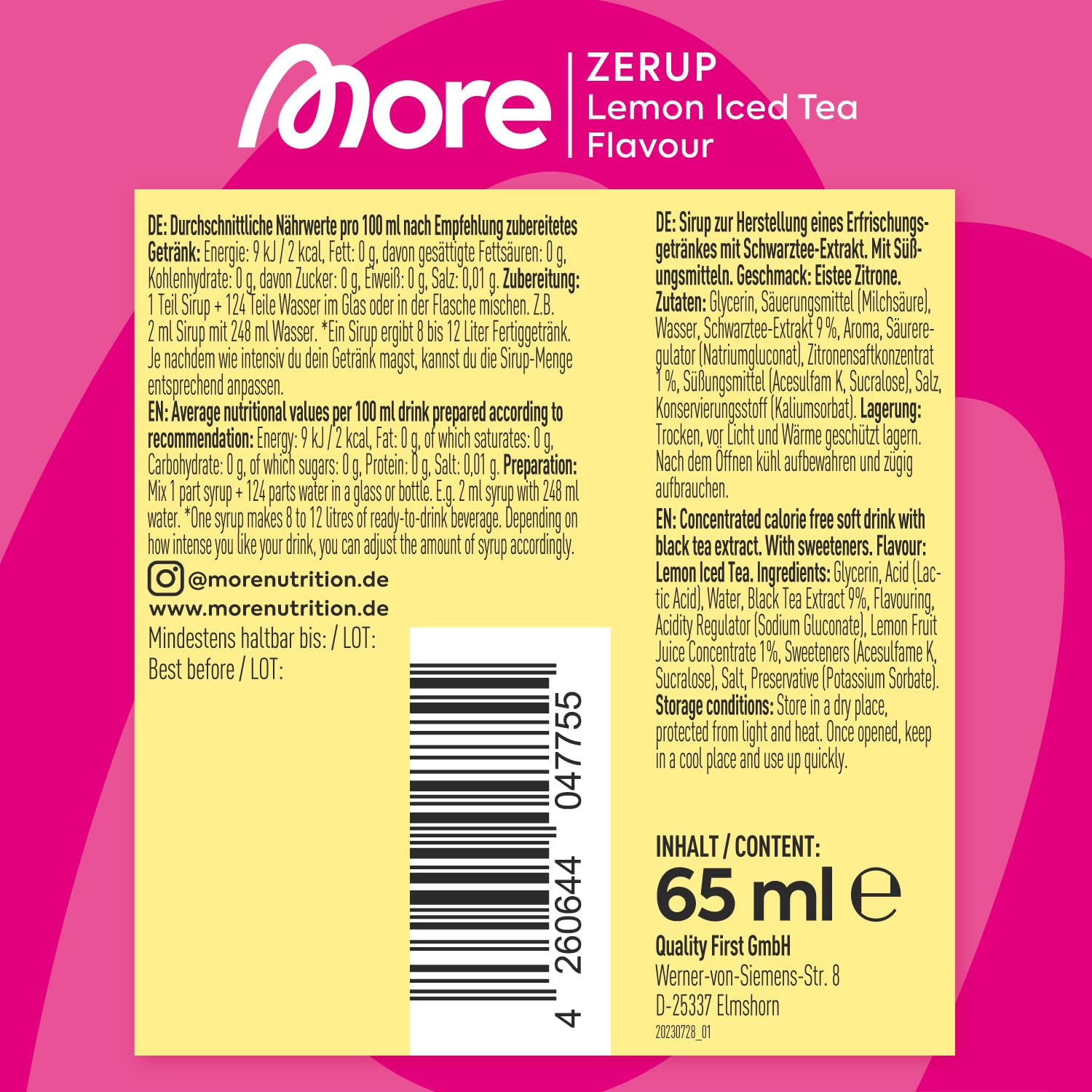 MORE Zerup 6er Bundle 6x65ml zuckerfreier Sirup verschiedene Sorten vegane