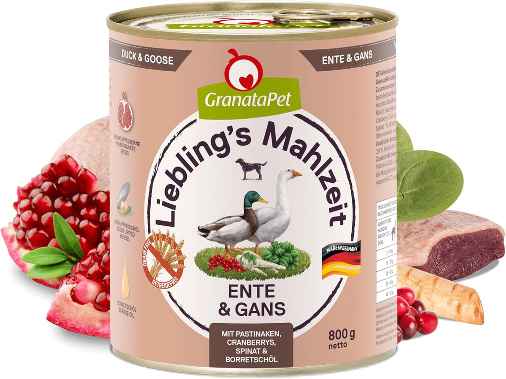 GranataPet Liebling's Mahlzeit Ente & Gans Nassfutter fuer Hunde