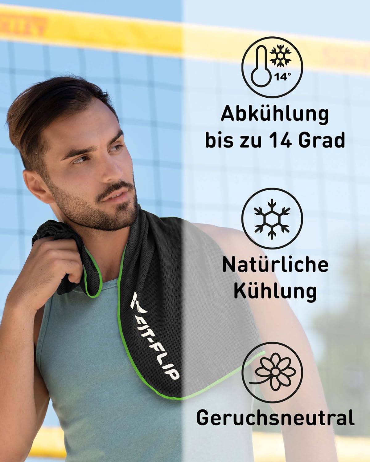Fit-Flip Kuehlhandtuch 3er-Set Mikrofasern Sport Fitness Nacken kuehlt