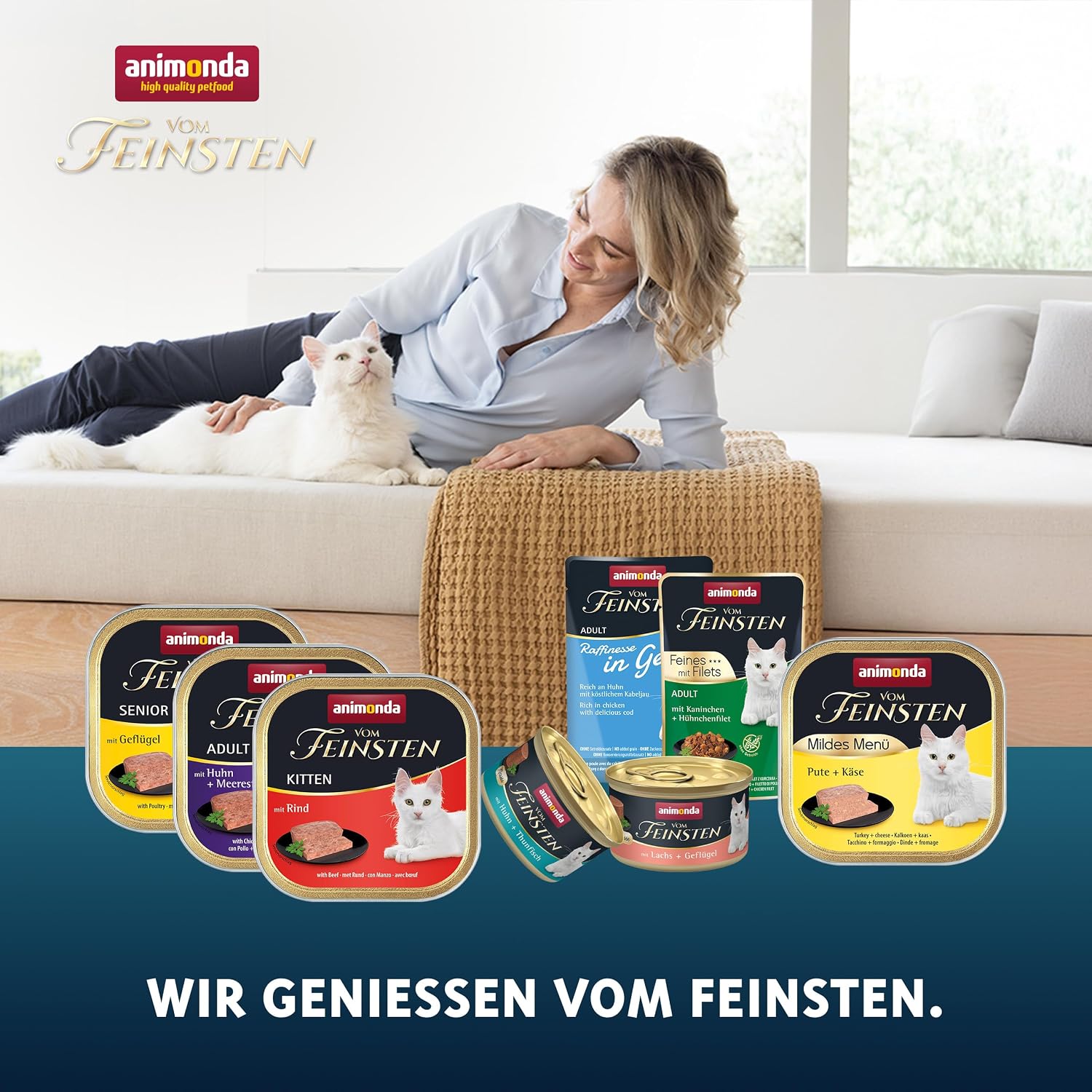 animonda Vom Feinsten Adult Gefluegel+Kalb Katzenfutter 32x100g, verschiedene Sor