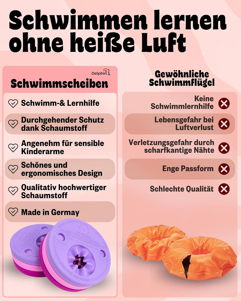 Schwimmlernhilfe Kinder 1-8 Jahre TUeV geprueft mit Sportbeutel Abzeichen