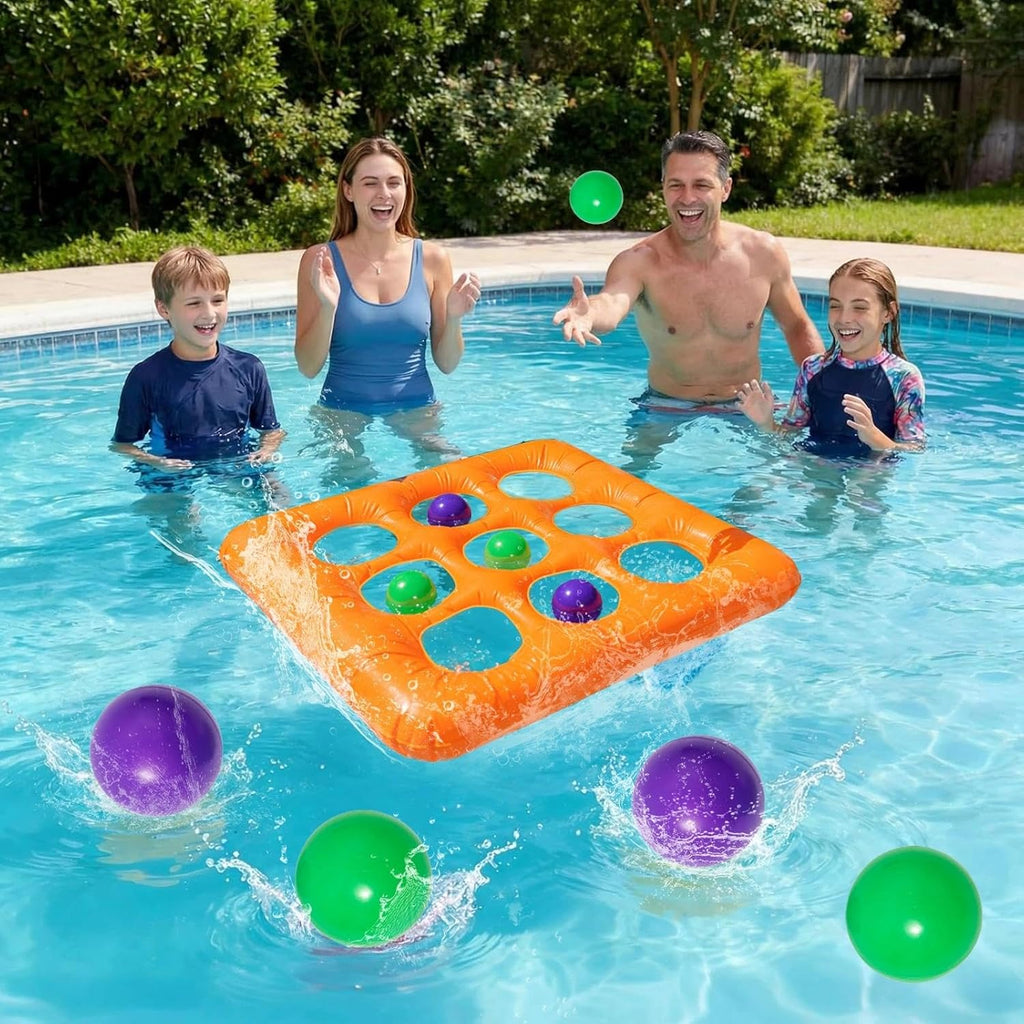 Aufblasbares Tic Tac Toe Pool Spiel 9 Felder mit 10 Baellen Sommerparty Set