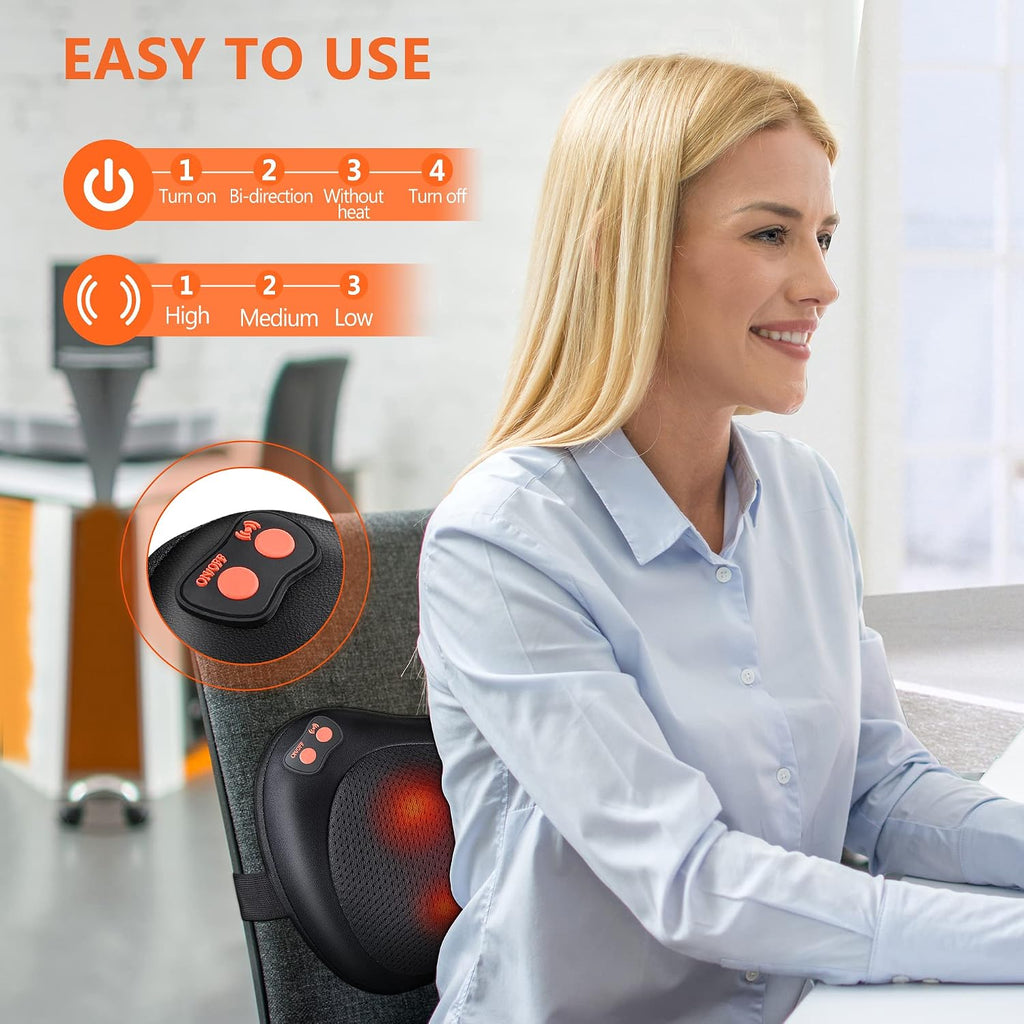 Shiatsu Massagegeraet fuer Nacken Schulter Ruecken mit Waermefunktion Massagekissen