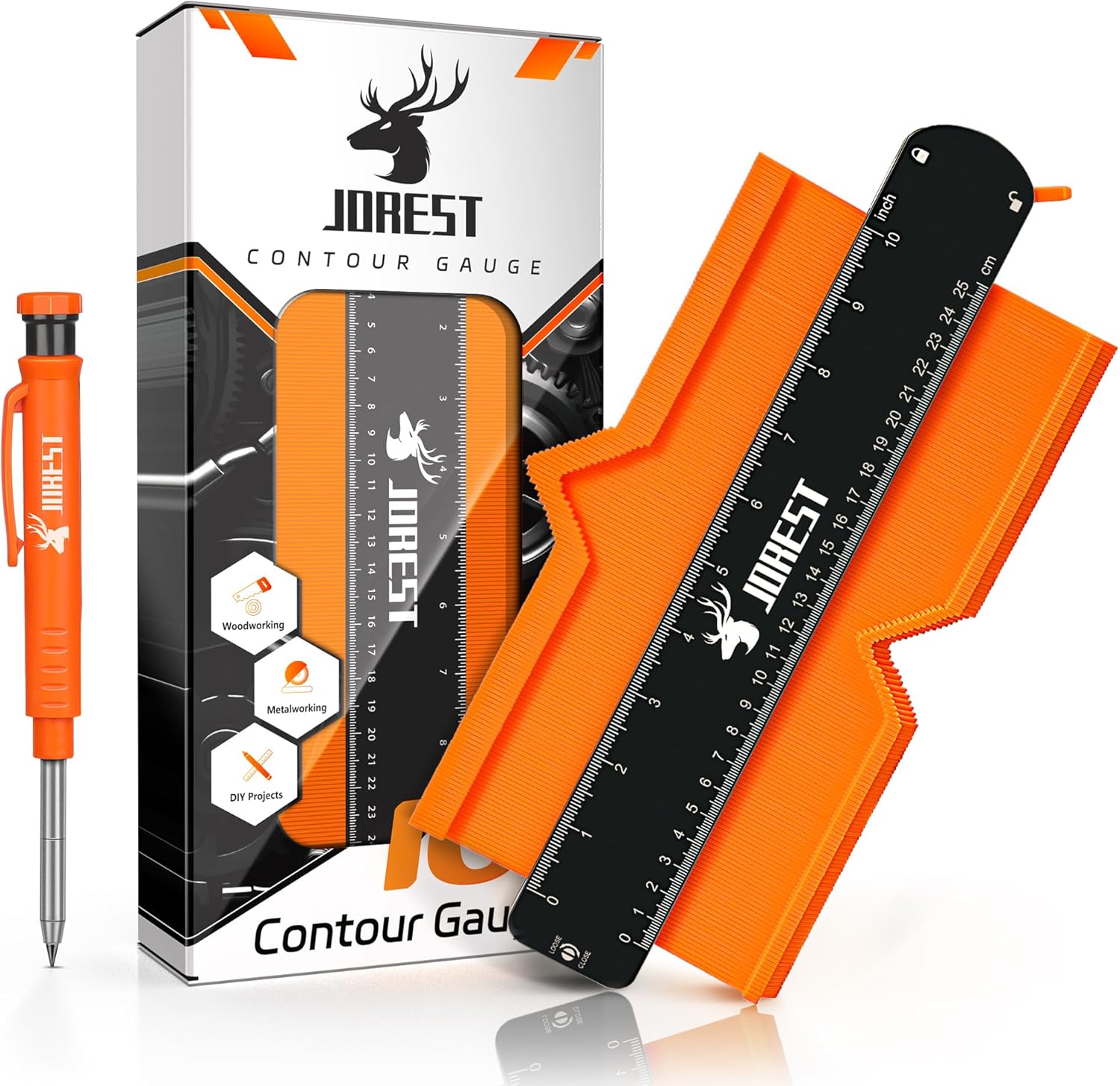 JOREST Konturenlehre 25+12 cm feststellbar Wiederholungslehre Laminat Schablone