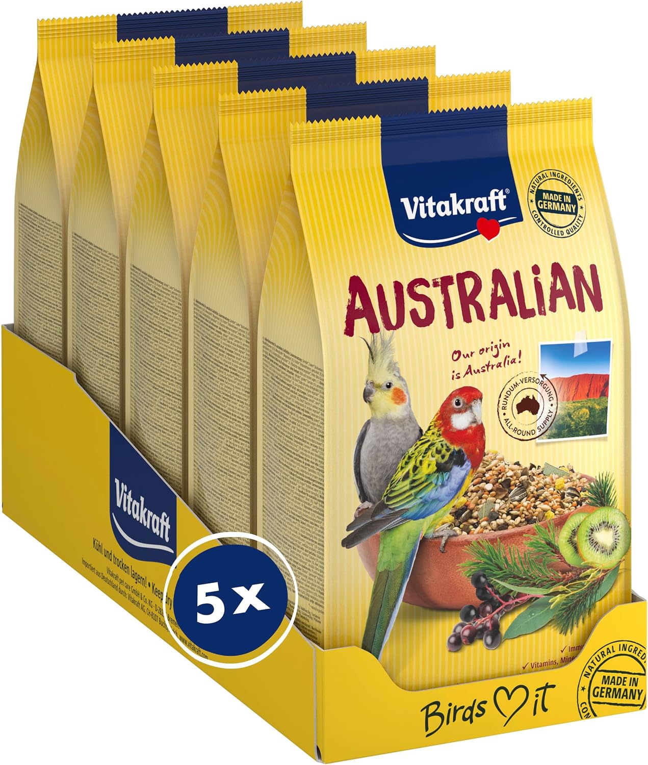 Vitakraft African Futter für Kleinpapageien 5 x 750 g zuckerfrei