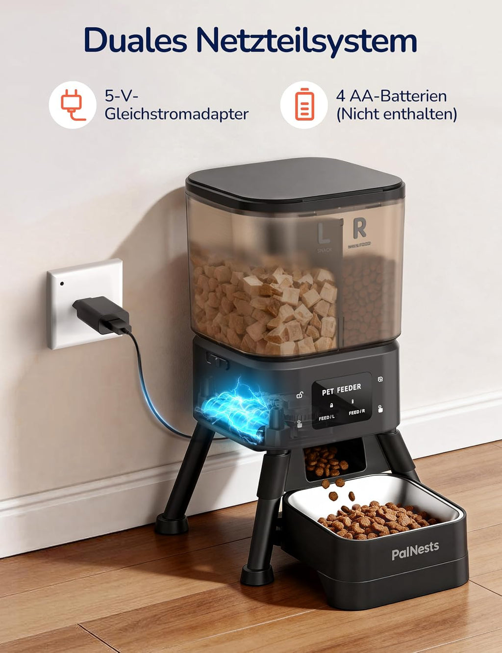PalNests Futterautomat fuer Katzen und Hunde 4L mit App WLAN und Timer