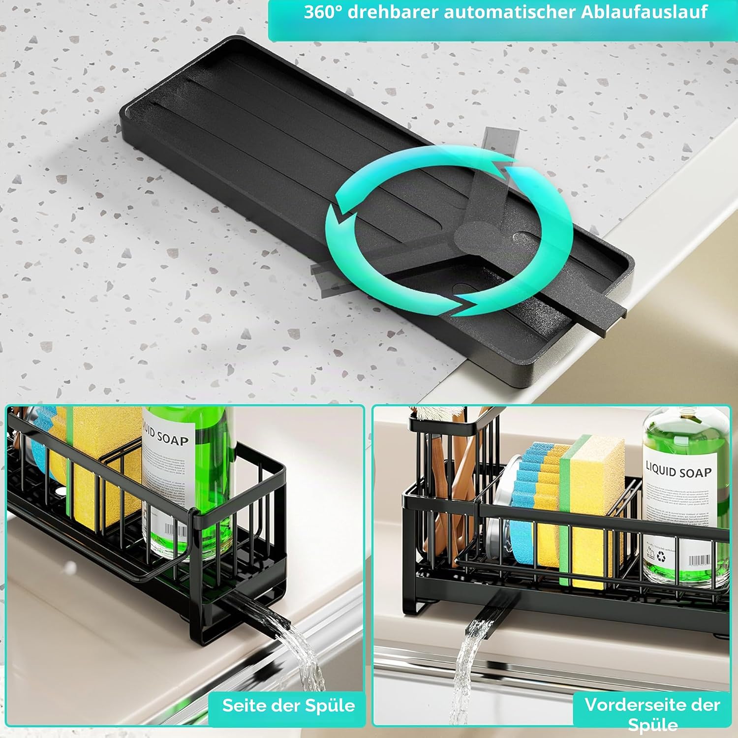 Edelstahl Spuelbecken Organizer Schwammhalter Buerstenhalter Kueche