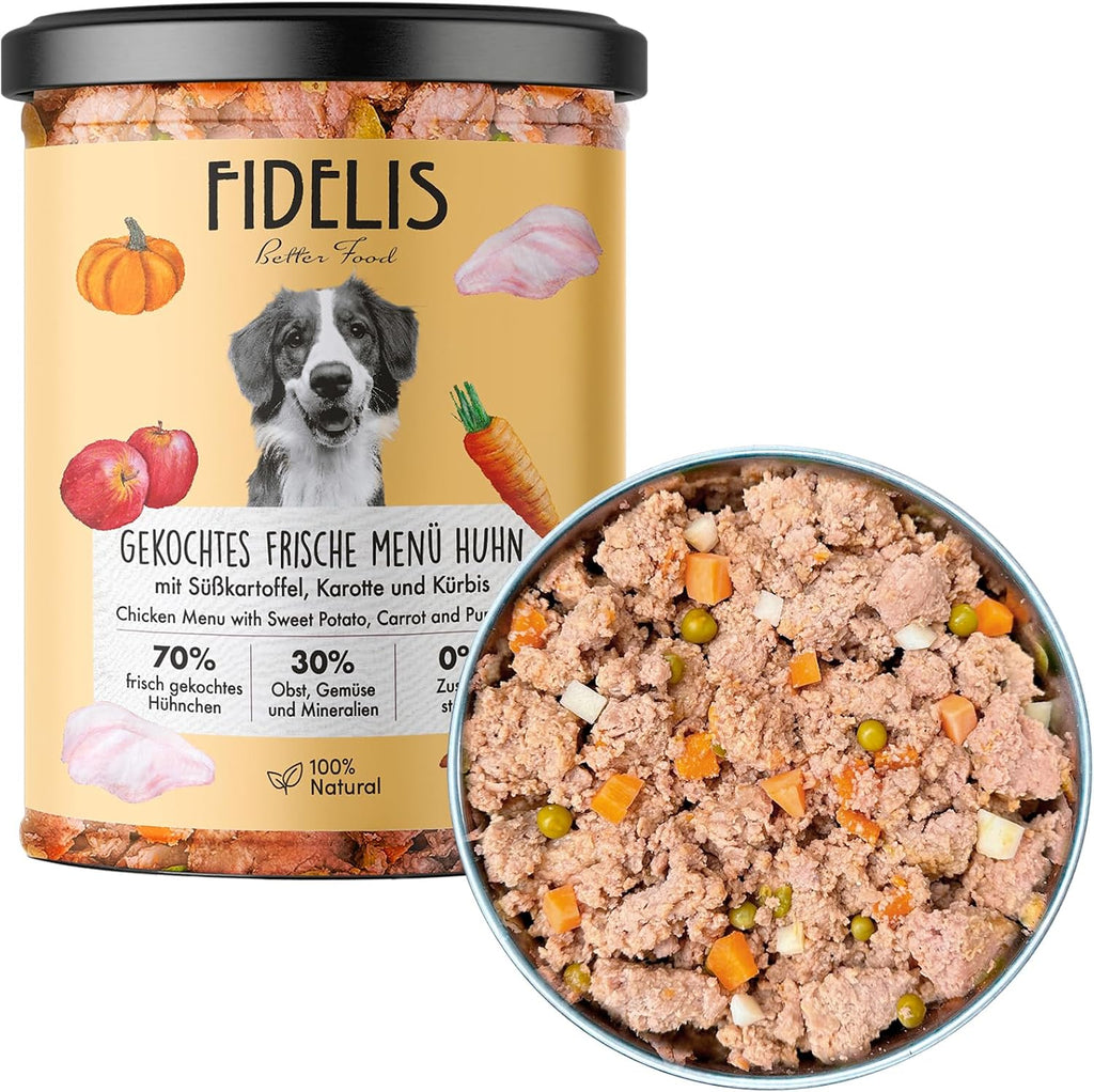 Fidelis Hundefutter nass Lachs & Suesskartoffel 6x400g Glas verschiedene Sorten