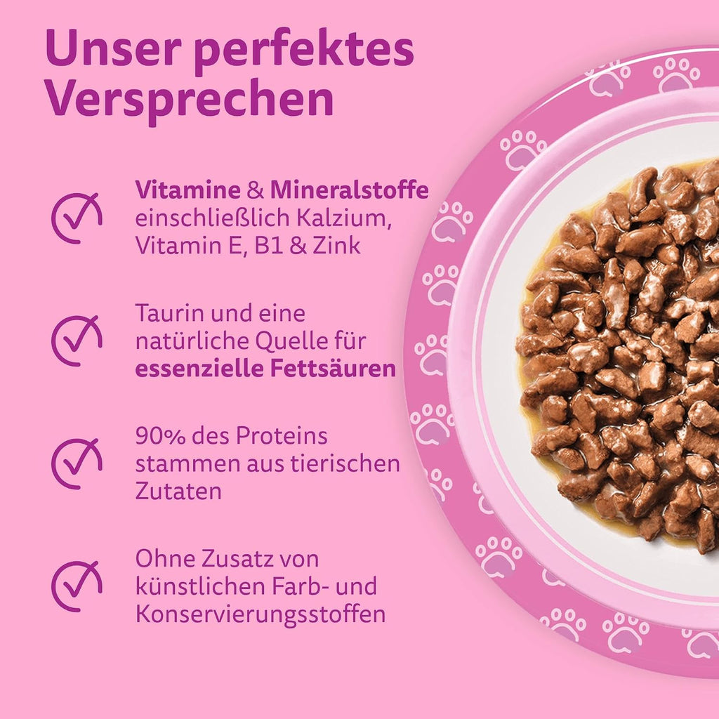 Whiskas Junior Katzenfutter Nassfutter 48 x fuer Kaetzchen 2-12 Monate