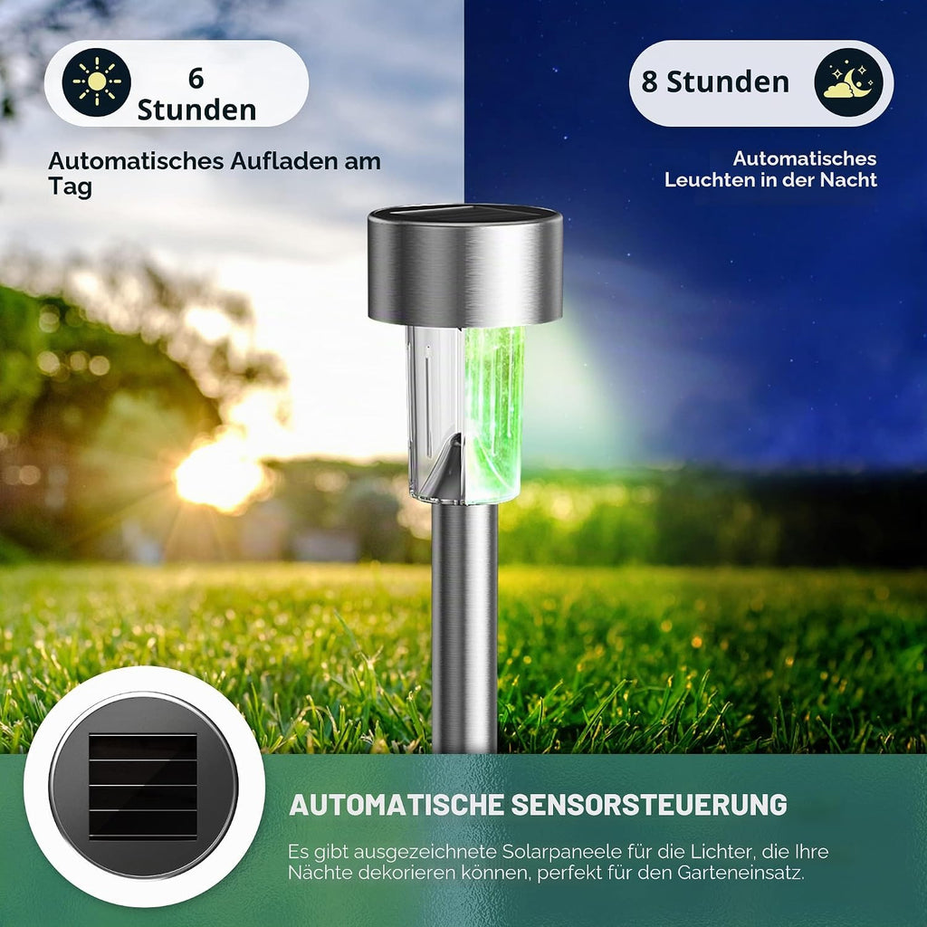 GIGALUMI 12er Solarleuchten Aussen warmweiss wasserdicht Garten Terrasse Weg