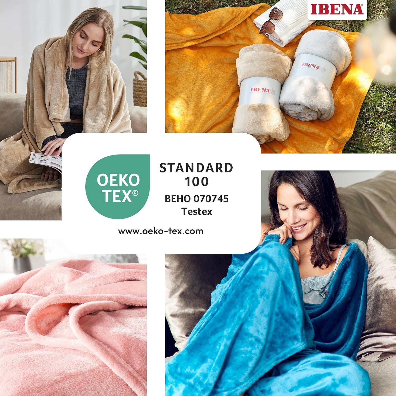 Ibena Kuscheldecke Olbia 130x180 cm beige Fleecedecke 180cm-200cm