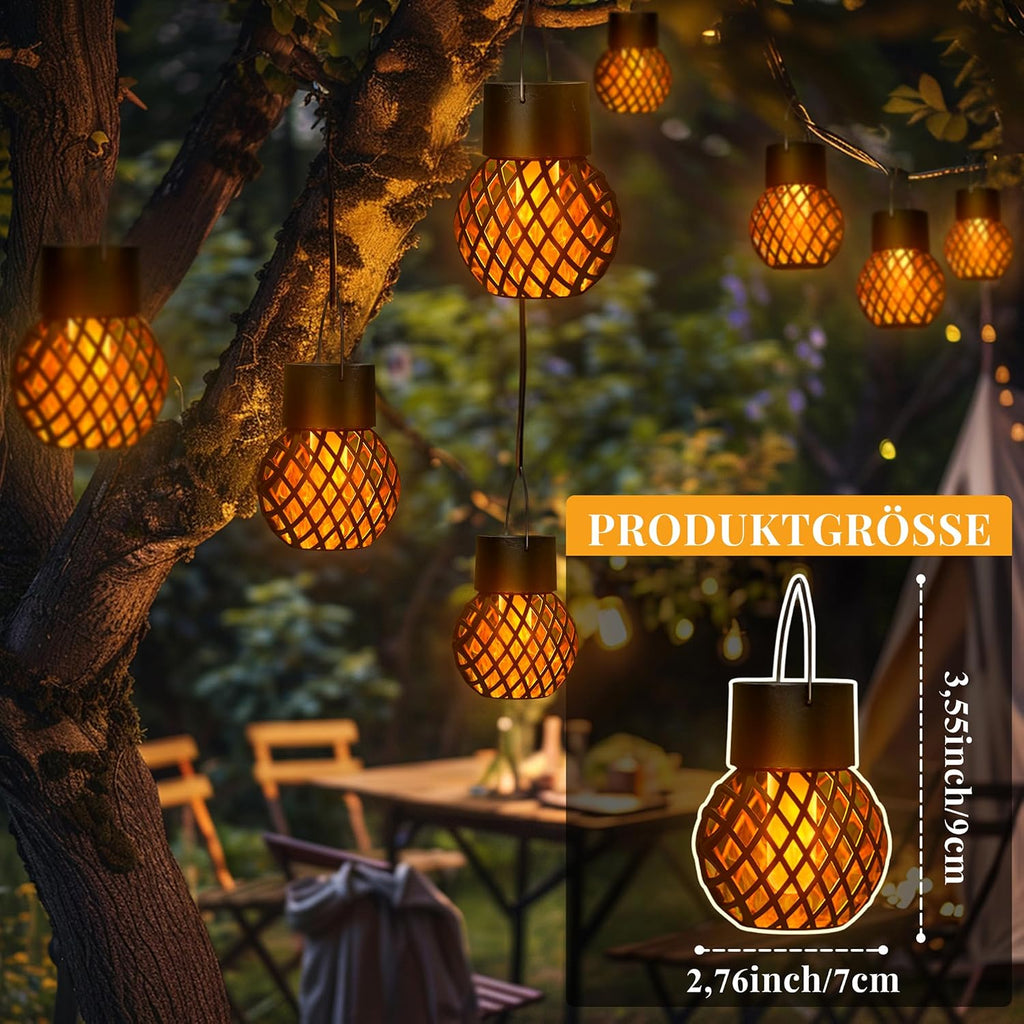 GIGALUMI Solar Haengeleuchte flackernde Flamme 8er Set wasserdicht fuer Aussen