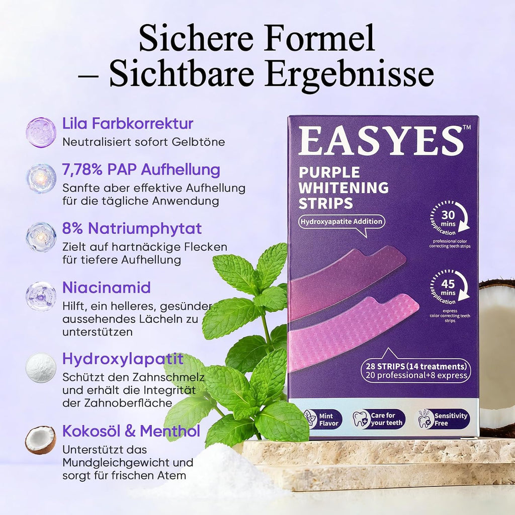 Whitening Strips Zahnaufhellungsstreifen 14 Stueck lila