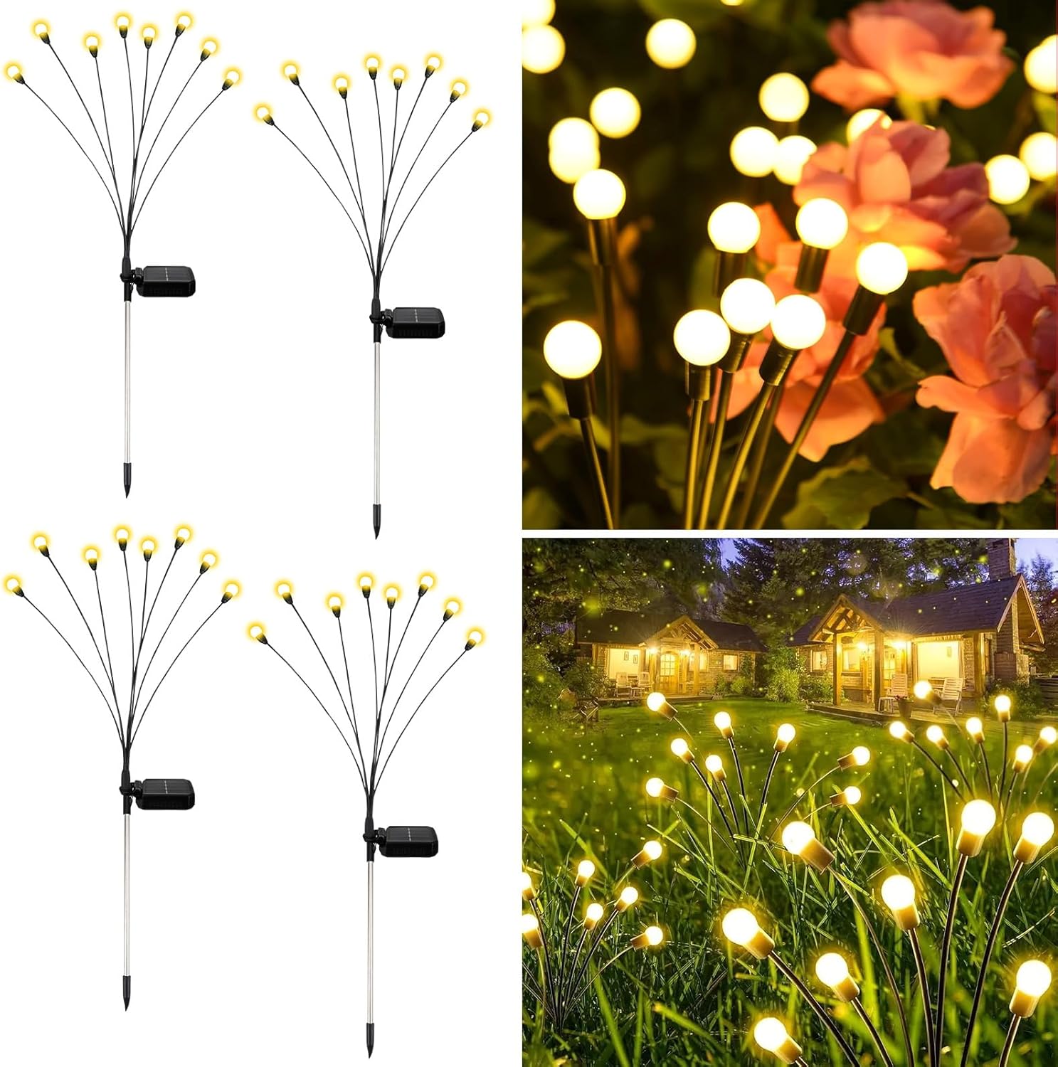 6er Set Solarlampen Garten 10 LED warmweiss IP65 Solar Wegbeleuchtung