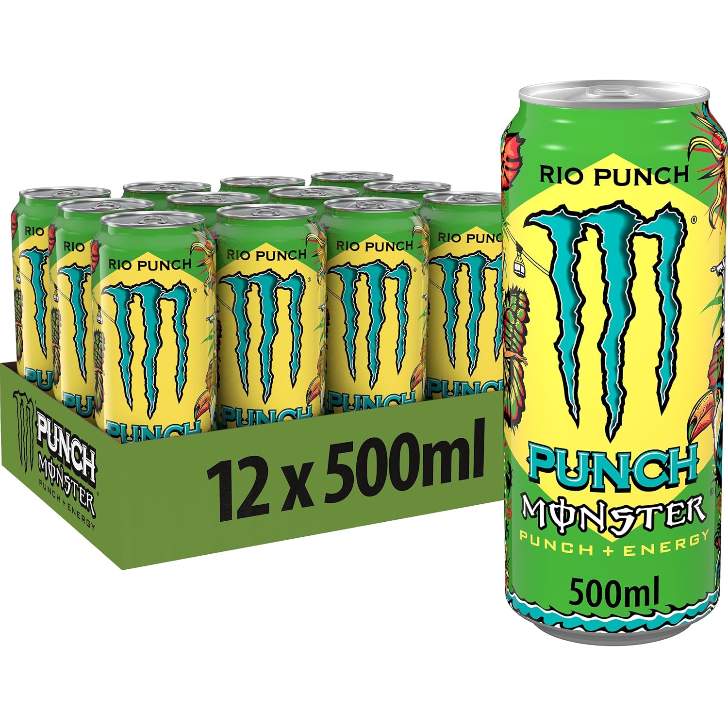Monster Energy Rio Punch 12 x 500 ml Getraenk Energydrink Exotische Fruechte Full